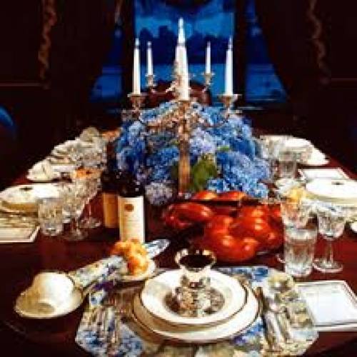 Shabbat Table set with plates and candles